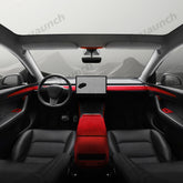 Kit de envoltura de Alcantara roja, accesorios interiores para Model 3 y Model Y 2021-2023